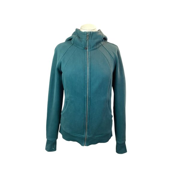 Lululemon Full-Zip Sweatshirt Hoodie Jacket Womens Size 6  Teal Green Cotton - Picture 7 of 10